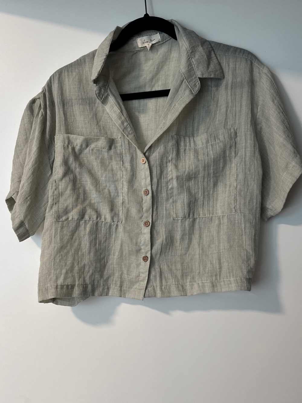 Love Notes Linen Top in Sage Green